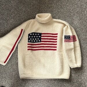 Woolies Vintage American Flag Knit Sweater